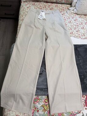 Zara Beige Wide-Leg Trousers